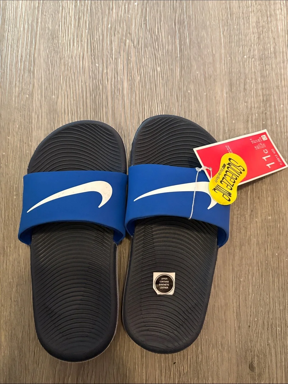 Kids Nike Kawa Slides Slipon Boys Girls Sandals Royal/White Thunder Blue New 11C